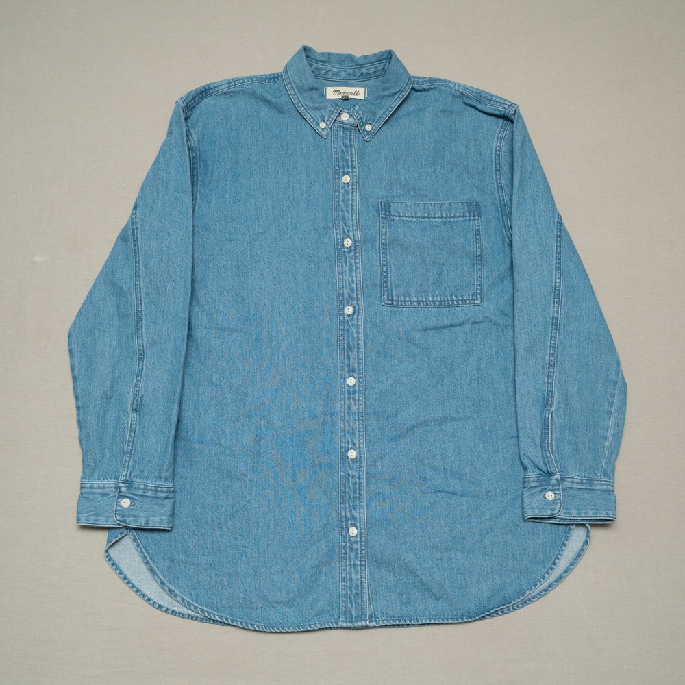 NWT Madewell Denim Button-Down Collar Oversized Shirt in Cranover Wash Adult L